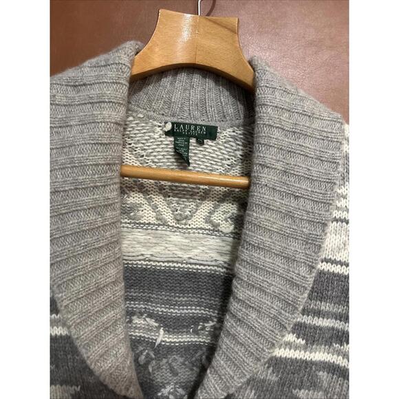 Lauren Ralph Lauren Wool Angora Cardigan Short Sleeve Sweater LP Southwestern - Picture 3 of 9